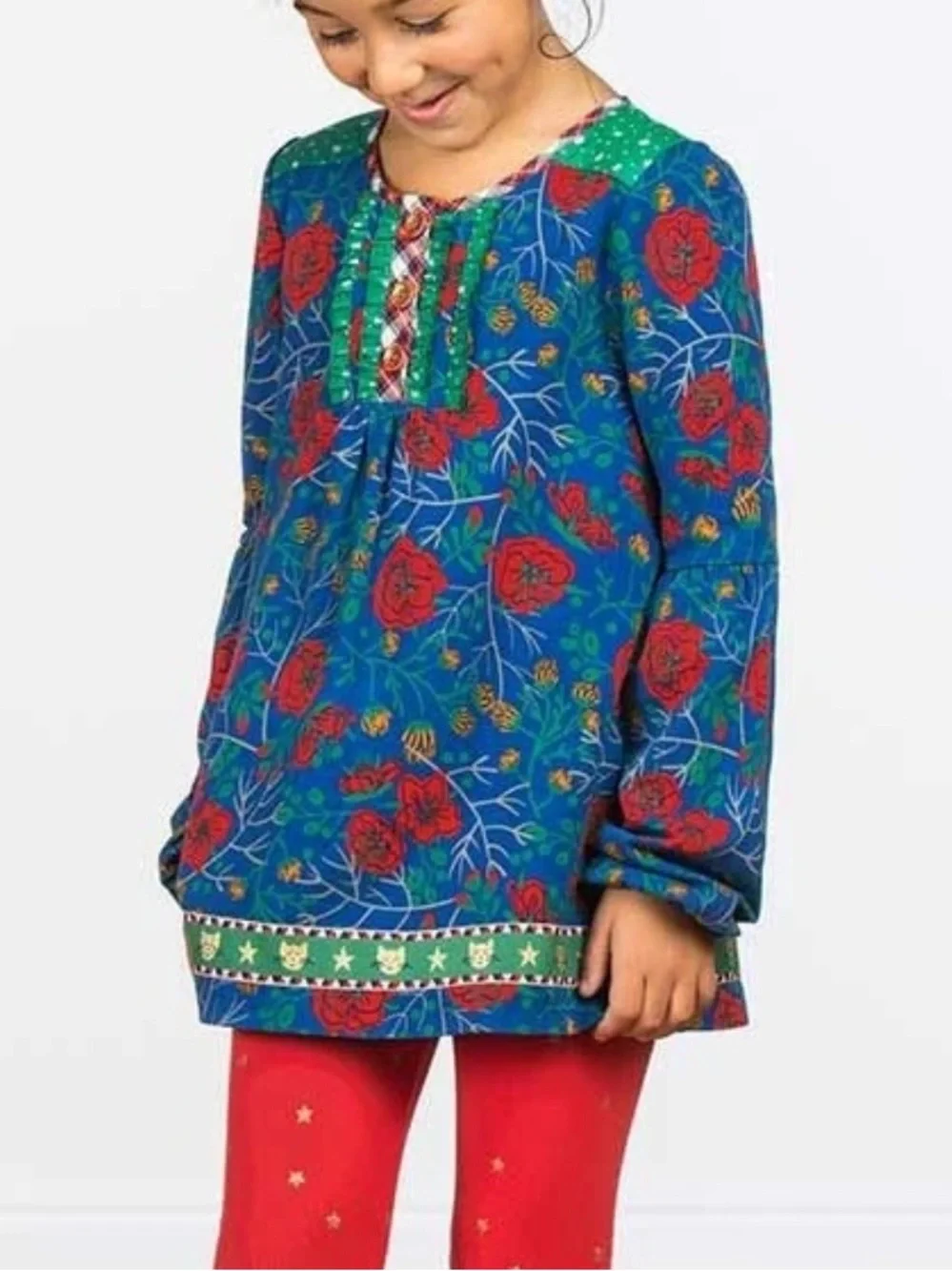 MATILDA JANE Make Believe I Believe Tunic Floral Top Girl’s Size 8 Cats & Roses